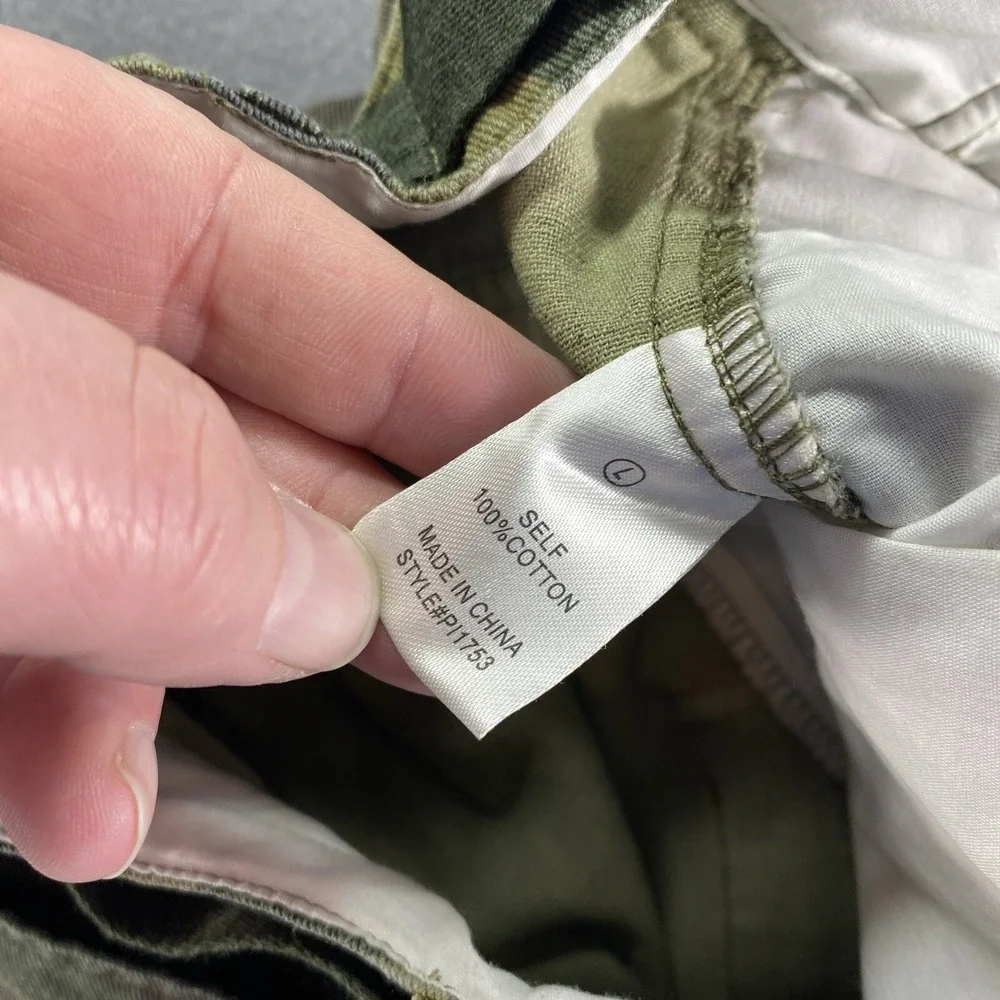 Fashion Nova Cargo Jogger Pants Mens Large Green Camo Adjustable Waist P1753